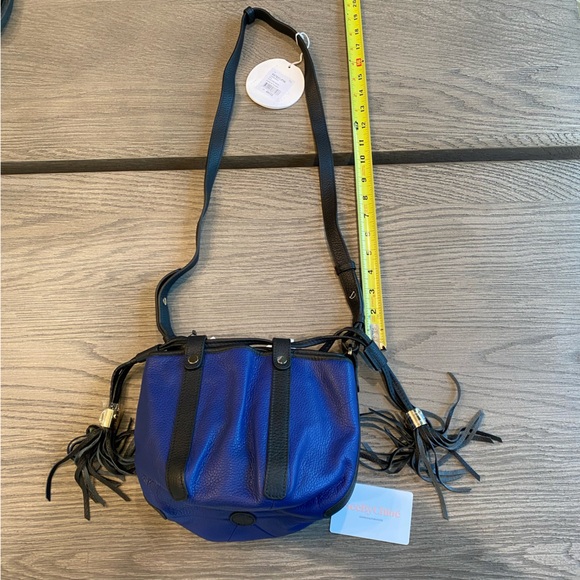 NWT See by Chloe Electric blue and black Crossbody shoulder leather bag tassels - Picture 12 of 14